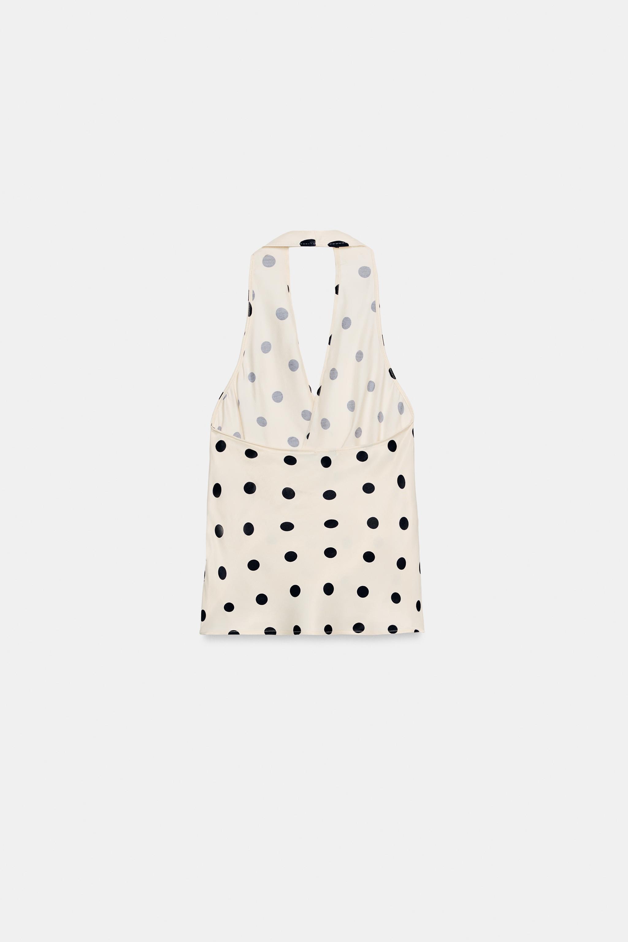 TOP SATINÉ HALTER À POIS